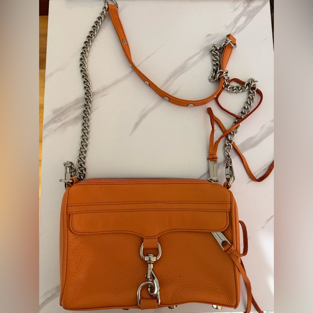 AUTH Rebecca Minkoff Min MAC Leather Convertible Crossbody Bag in Coral NWT